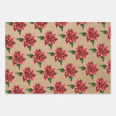 Feuille De Papier Cadeau Kraft d'hiver Robin Nutcracker Poinsettia (Devant 2)