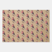 Feuille De Papier Cadeau Kraft d'hiver Robin Nutcracker Poinsettia (Devant)