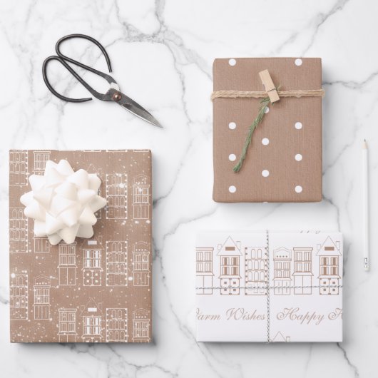 Feuille De Papier Cadeau Kraft et blanc moderne scandinave (Recto)