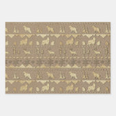 Feuille De Papier Cadeau Kraft Nordic Sweater Animaux d'hiver élevés en or (Devant)
