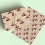 Feuille De Papier Cadeau Kraft Red Truck Christmas Tree Joyeux Noël<br><div class="desc">Camion rouge vintage avec arbre de Noël sur papier d'emballage Kraft look arrière - plan "Joyeux Noël"</div>