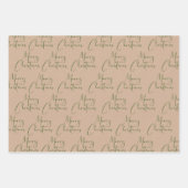 Feuille De Papier Cadeau Kraft Rustique Joyeux Noël Noir Rouge Vert (Devant 3)