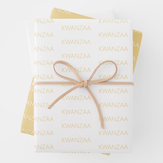 Feuille De Papier Cadeau Kwanzaa jaune et blanc moderne (En situation)
