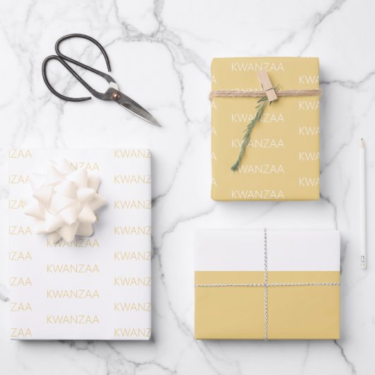 Feuille De Papier Cadeau Kwanzaa jaune et blanc moderne (Recto)