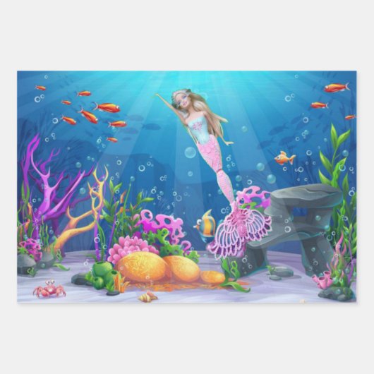 Feuille De Papier Cadeau La célèbre poupée habillée en sirène (Devant)