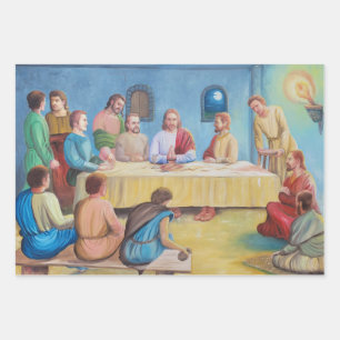 Feuille De Papier Cadeau La Cène : Jésus et les disciples