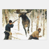 Feuille De Papier Cadeau La chasse aux orignaux par Frederic Remington (Devant)