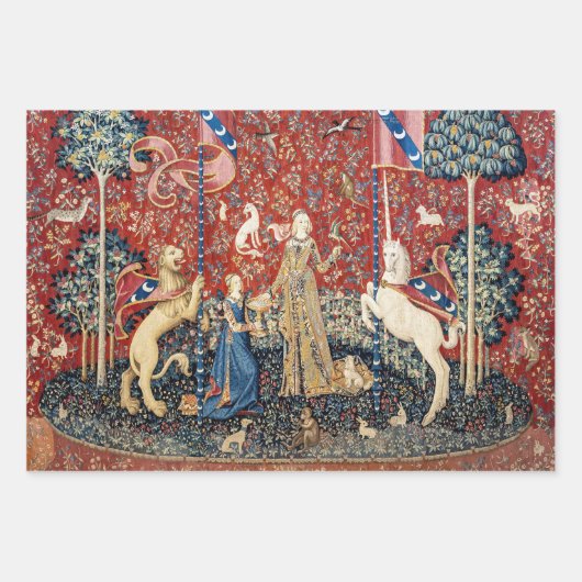 Feuille De Papier Cadeau La Dame et la licorne, Goûtez (Devant)