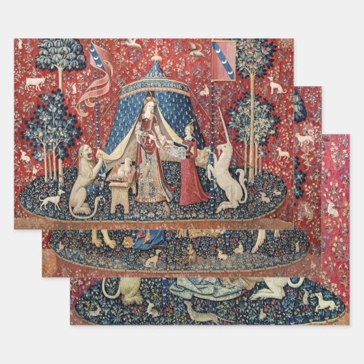 Feuille De Papier Cadeau La Dame et l'Unicorn (Lot)