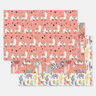 Feuille De Papier Cadeau La diversité des lamas