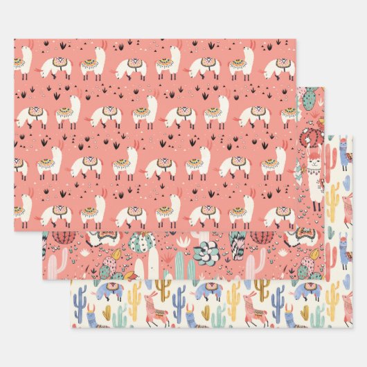 Feuille De Papier Cadeau La diversité des lamas (Lot)