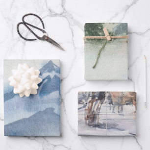 Feuille De Papier Cadeau La forêt d'hiver