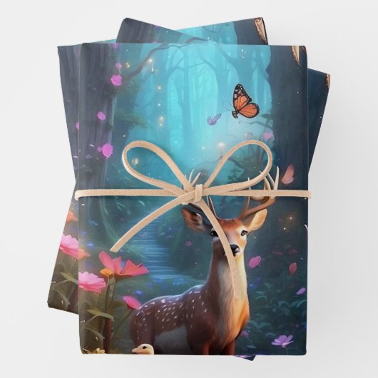 Feuille De Papier Cadeau La forêt enchantée est une oasis mystique (En situation)