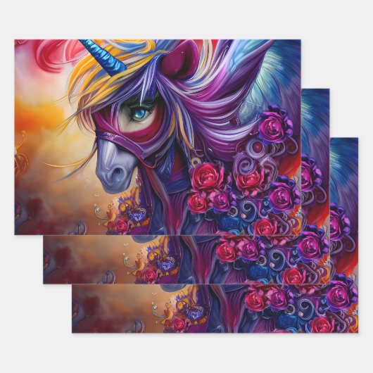 Feuille De Papier Cadeau La licorne (Lot)