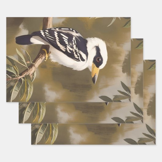 Feuille De Papier Cadeau La peinture australienne Kookaburra, (Lot)