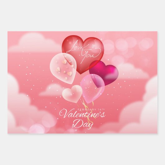 Feuille De Papier Cadeau la Saint-Valentin (Devant)