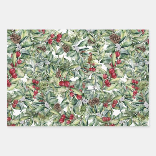 Feuille De Papier Cadeau La verdure. pin, cône, sapin (Devant 3)