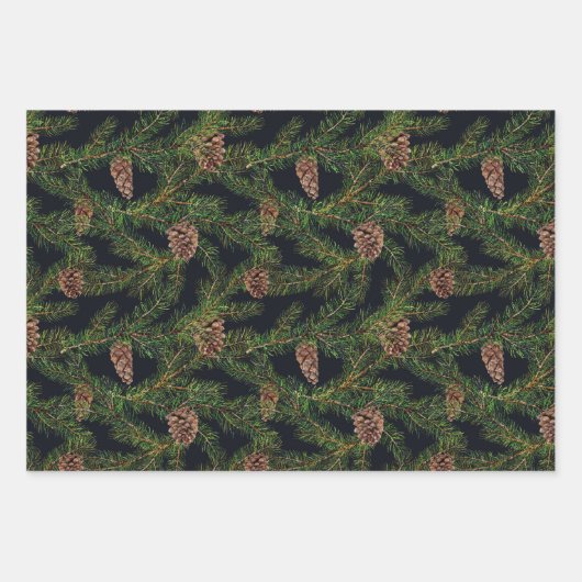 Feuille De Papier Cadeau La verdure. pin, cône, sapin (Devant 2)