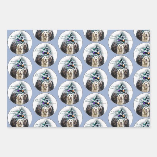 Feuille De Papier Cadeau Labradoodle Cadeaux de Noël (Devant 2)