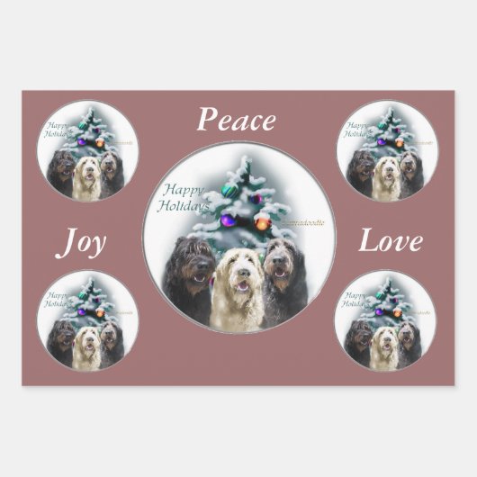 Feuille De Papier Cadeau Labradoodle Cadeaux de Noël (Devant)