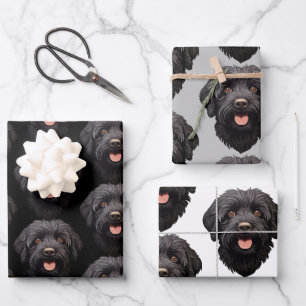 Feuille De Papier Cadeau Labradoodle Chien noir