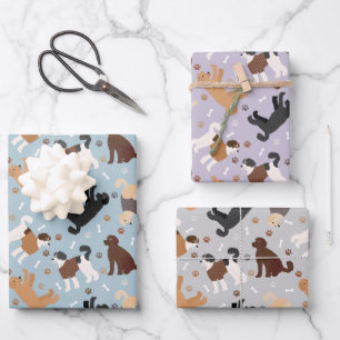 Feuille De Papier Cadeau Labradoodle / Os et pattes Goldendoodle