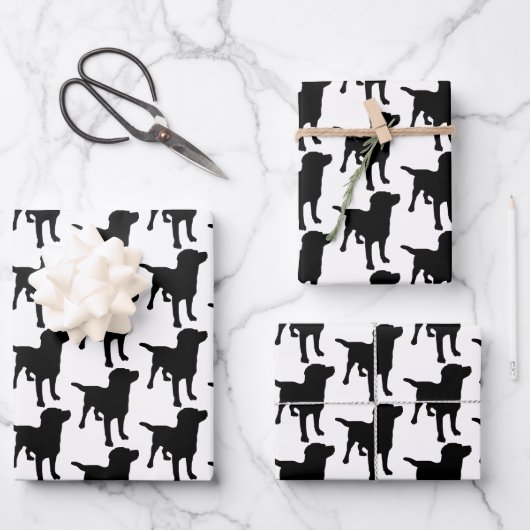 Feuille De Papier Cadeau Labrador Retrivers Black Dog Motif (Recto)