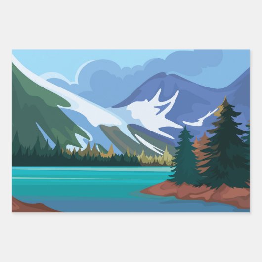 Feuille De Papier Cadeau Lac Turquoise (Devant)