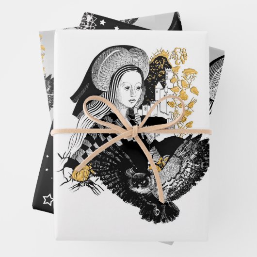 Feuille De Papier Cadeau Lady and Night Owl (En situation)
