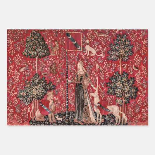 Feuille De Papier Cadeau Lady et Unicorn Moyen Tapestry Touch (Devant)