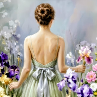 Feuille De Papier Cadeau Lady in the purple meadow Decoupage 