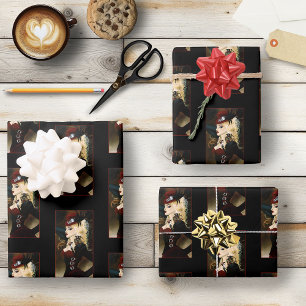 Feuille De Papier Cadeau Lady Steampunk Rouge victorien