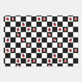 Feuille De Papier Cadeau Ladybirds sur un échiquier (Devant 2)