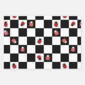 Feuille De Papier Cadeau Ladybirds sur un échiquier (Devant)