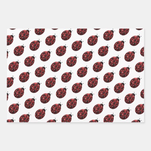 Feuille De Papier Cadeau Ladybug parties scintillant scintille motif rouge  (Devant)