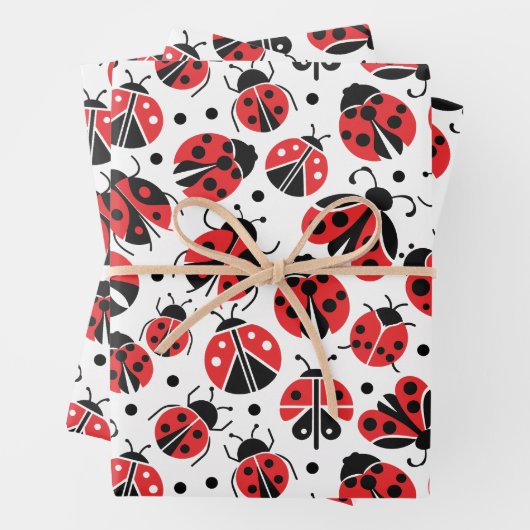 FEUILLE DE PAPIER CADEAU LADYBUGS DON WRAP (En situation)