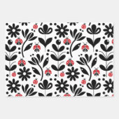 FEUILLE DE PAPIER CADEAU LADYBUGS & FLEURS (Devant 2)