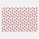 Feuille De Papier Cadeau Ladybugs Motif rose blanc Turquoise (Devant)