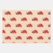 Feuille De Papier Cadeau Ladybugs orange et noir points et carré (Devant)