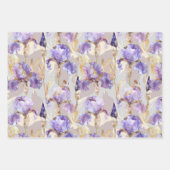 Feuille De Papier Cadeau Lancement Romantique Fleurie Iris Crème Violet (Devant 2)