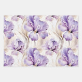 Feuille De Papier Cadeau Lancement Romantique Fleurie Iris Crème Violet (Devant)