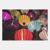 Feuille De Papier Cadeau Lanternes chinoises éclairées (Devant)
