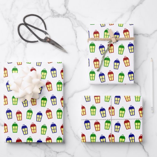 Feuille De Papier Cadeau Lanternes de Noël (Recto)