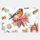 Feuille De Papier Cadeau Lanternes d'hiver de Noël Holly 3 Designs (Devant 2)