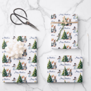Feuille De Papier Cadeau Lapin classique arbre de Noël