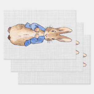 Feuille De Papier Cadeau Lapin classique en veste bleue