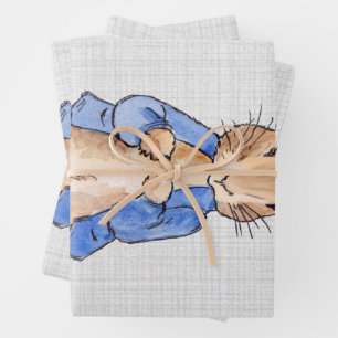Feuille De Papier Cadeau Lapin classique en veste bleue