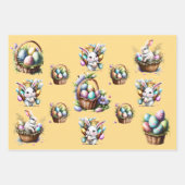 Feuille De Papier Cadeau lapin de Pâques panier d'oeufs pastel (Devant 2)