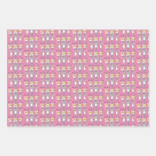 Feuille De Papier Cadeau Lapin Lapin Design Partout Motif (Devant)