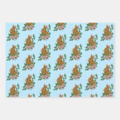 Feuille De Papier Cadeau Lapin Lapin Fleurs Roses (Devant 2)